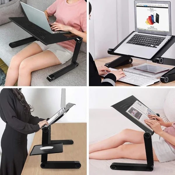 Adjustable Folding Laptop Stand for Desk with Detachable Mouse Tray and Rotating Joints - Image 2