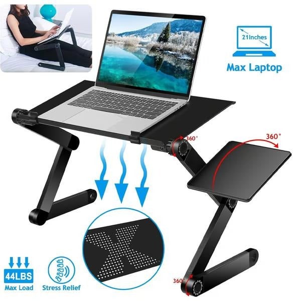 Adjustable Folding Laptop Stand for Desk with Detachable Mouse Tray and Rotating Joints - Image 4