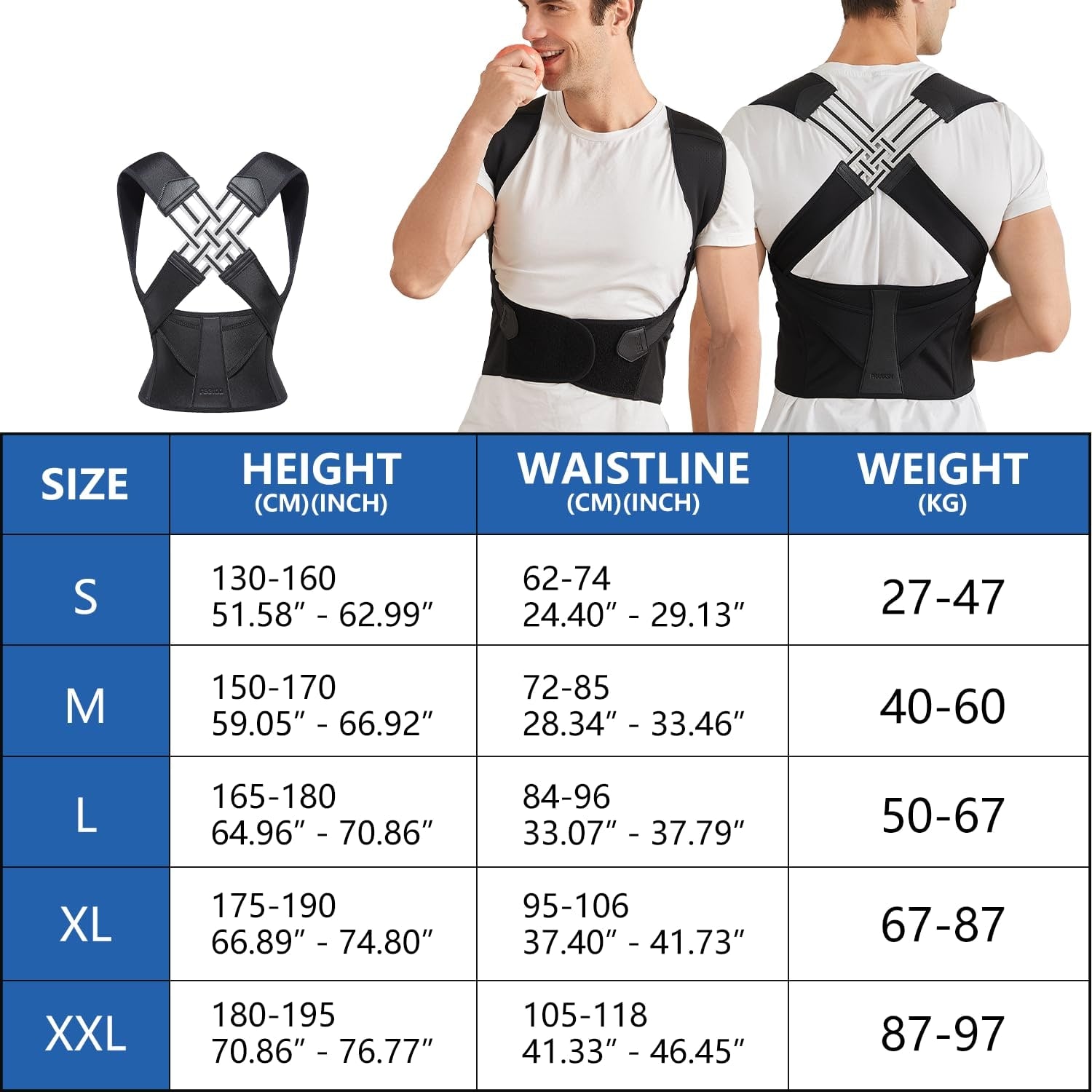 Adjustable Posture Corrector Back Brace Support Breathable Shoulder Straps Padded - Image 6