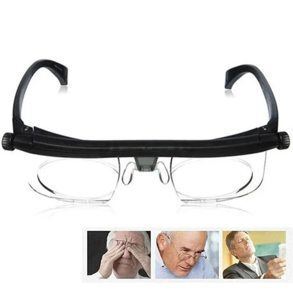 Adjustable Reading Glasses with Dial Control and Rectangular Lens Frame - Image 1
