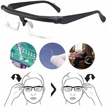 Adjustable Reading Glasses with Dial Control and Rectangular Lens Frame - Image 2