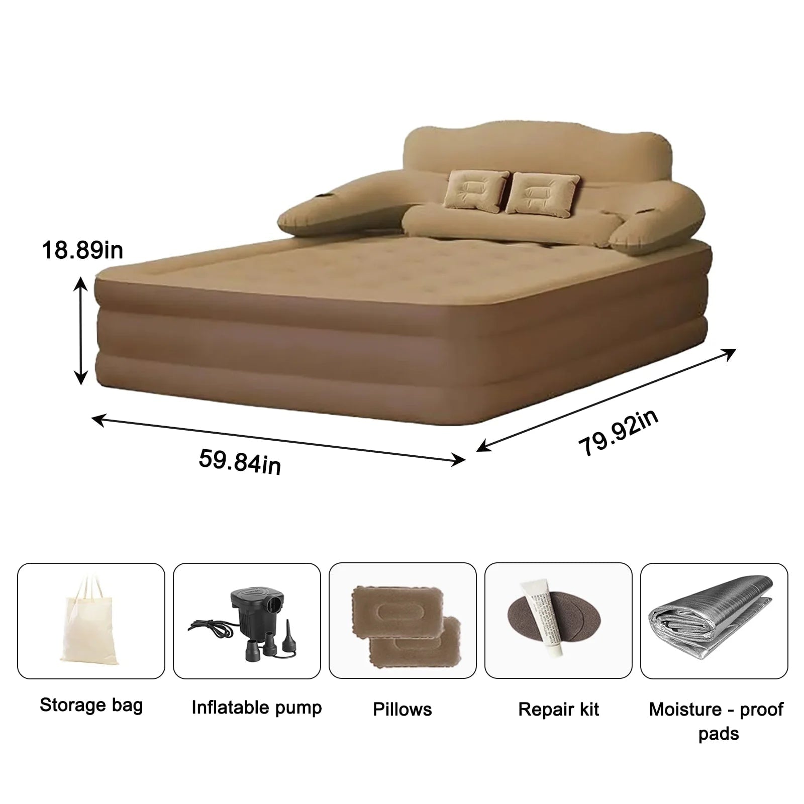 Air Mattress Queen Size and Twin Bed with Electric Pump and Detachable Backrest for Camping - Image 10