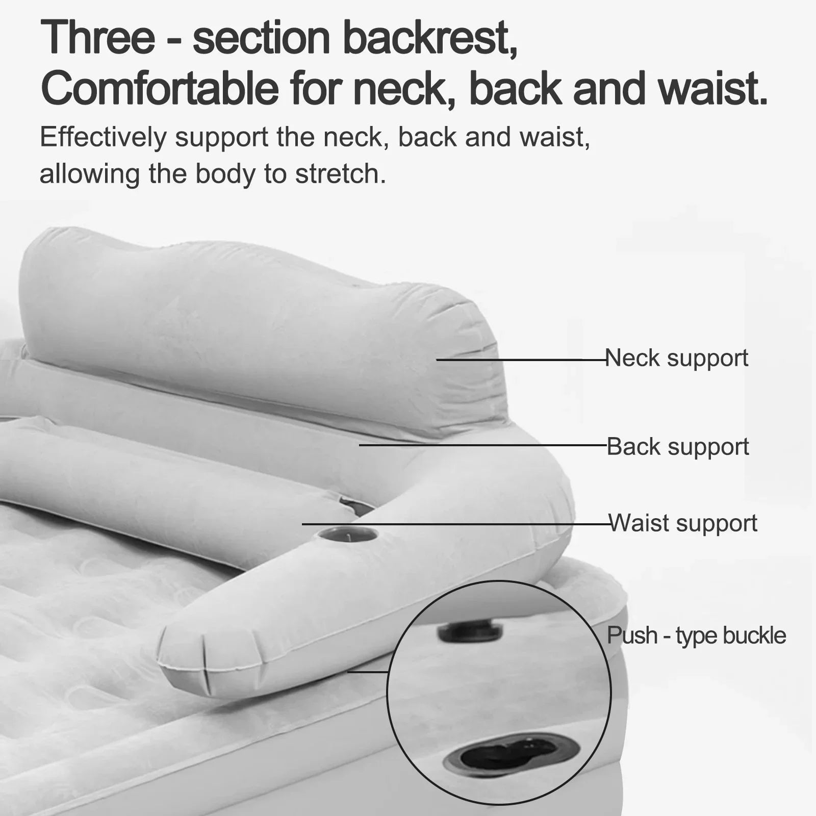 Air Mattress Queen Size and Twin Bed with Electric Pump and Detachable Backrest for Camping - Image 2