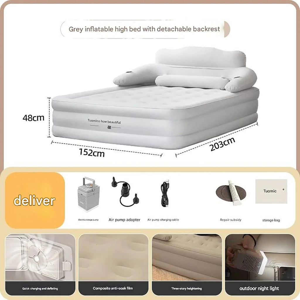 Air Mattress Queen Size and Twin Bed with Electric Pump and Detachable Backrest for Camping - Image 8