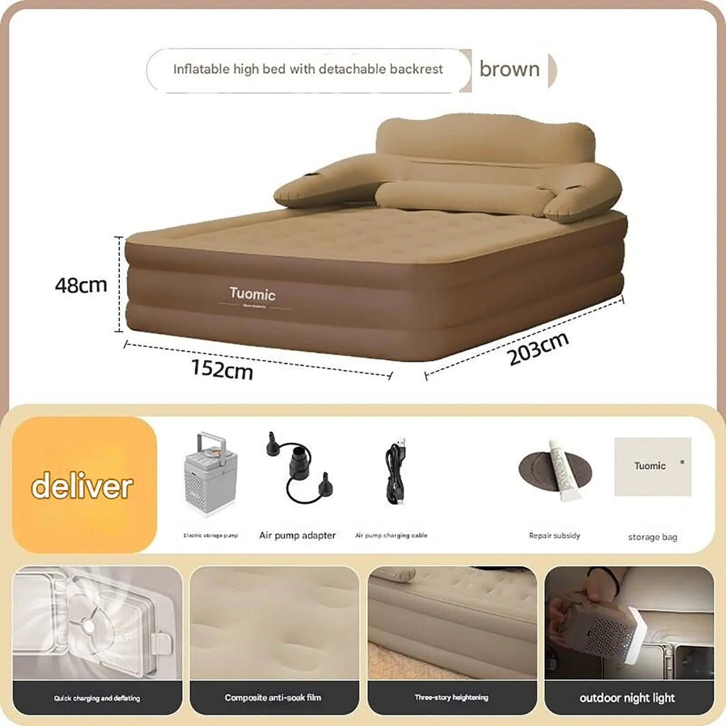 Air Mattress Queen Size and Twin Bed with Electric Pump and Detachable Backrest for Camping - Image 9