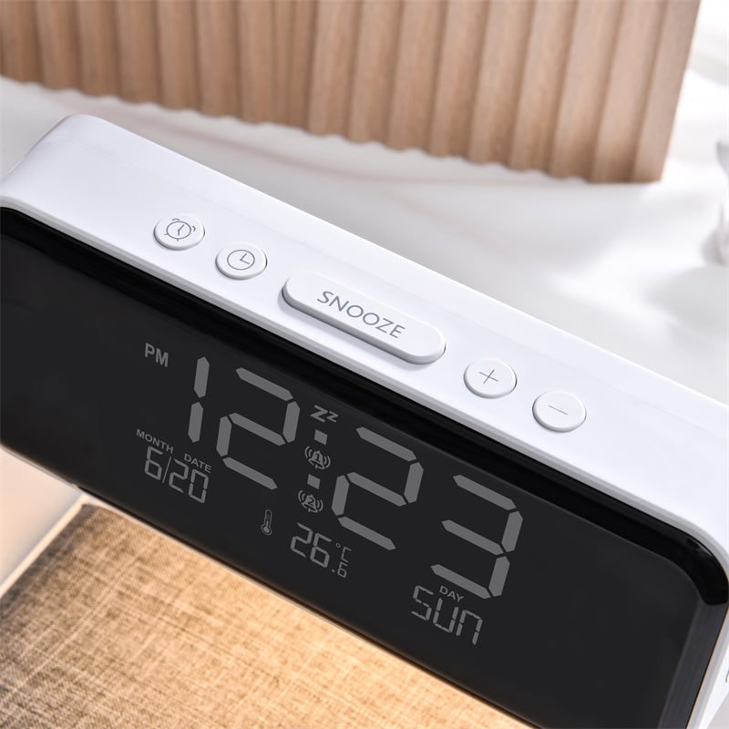 Alarm Clock Qi Wireless Charging LED Digital Bedside Display Lamp With Charger - Image 8