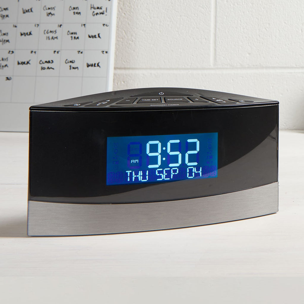 Alarm Clock Radio White Noise Machine Sleep Sound Digital Metal - Image 1