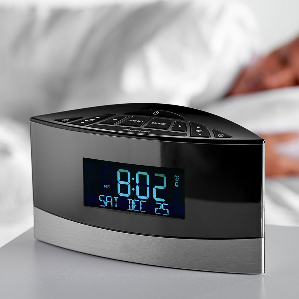 Alarm Clock Radio White Noise Machine Sleep Sound Digital Metal - Image 2