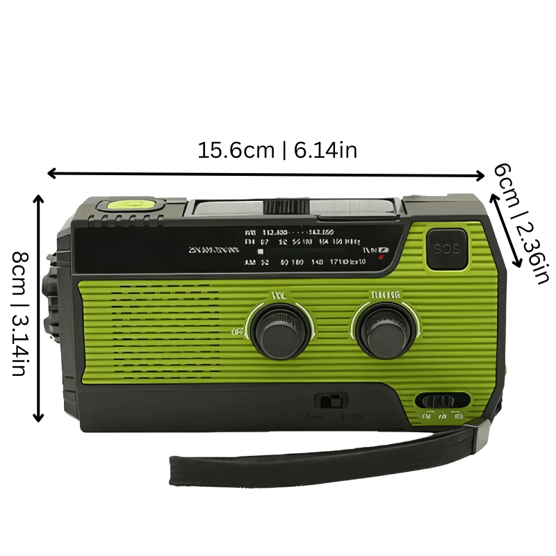 Am Fm Portable Radio with Emergency Hand Crank Solar Panel and LED Flashlight - Image 2