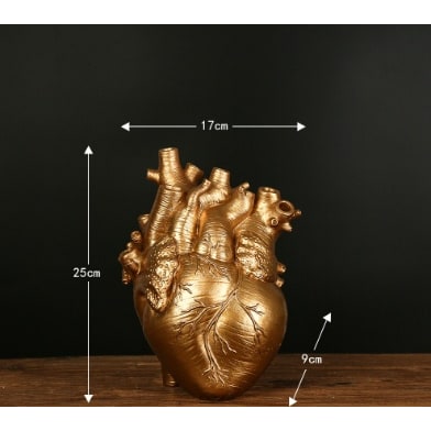 Anatomical Heart Flower Vase with Big Decorative Resin Sculpture and Bud Openings Cut Glass - Image 12