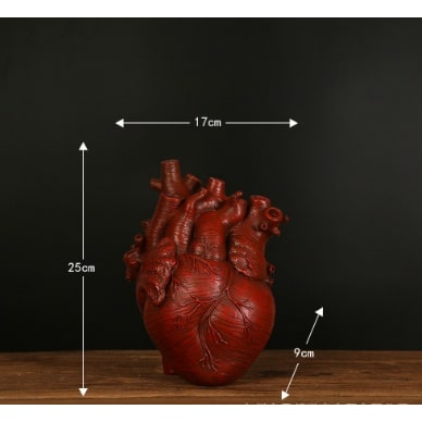 Anatomical Heart Flower Vase with Big Decorative Resin Sculpture and Bud Openings Cut Glass - Image 14