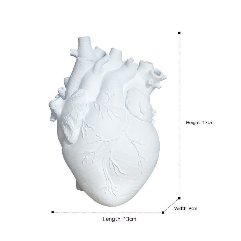 Anatomical Heart Flower Vase with Big Decorative Resin Sculpture and Bud Openings Cut Glass - Image 15
