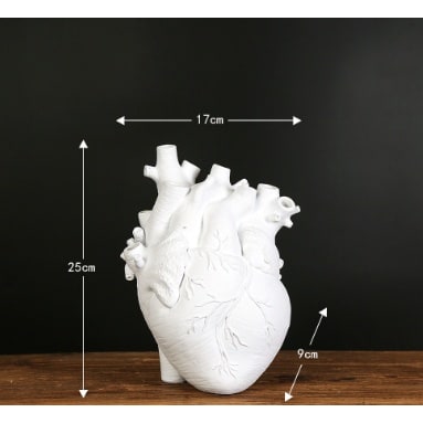 Anatomical Heart Flower Vase with Big Decorative Resin Sculpture and Bud Openings Cut Glass - Image 17