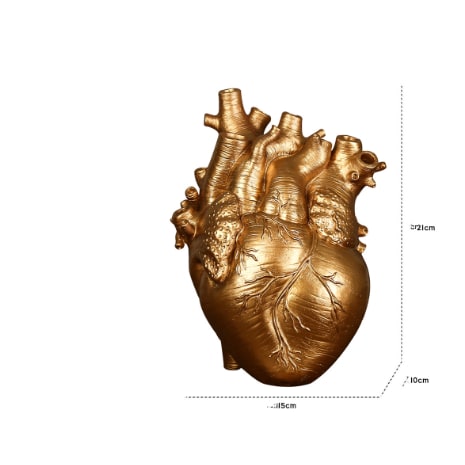 Anatomical Heart Flower Vase with Big Decorative Resin Sculpture and Bud Openings Cut Glass - Image 18