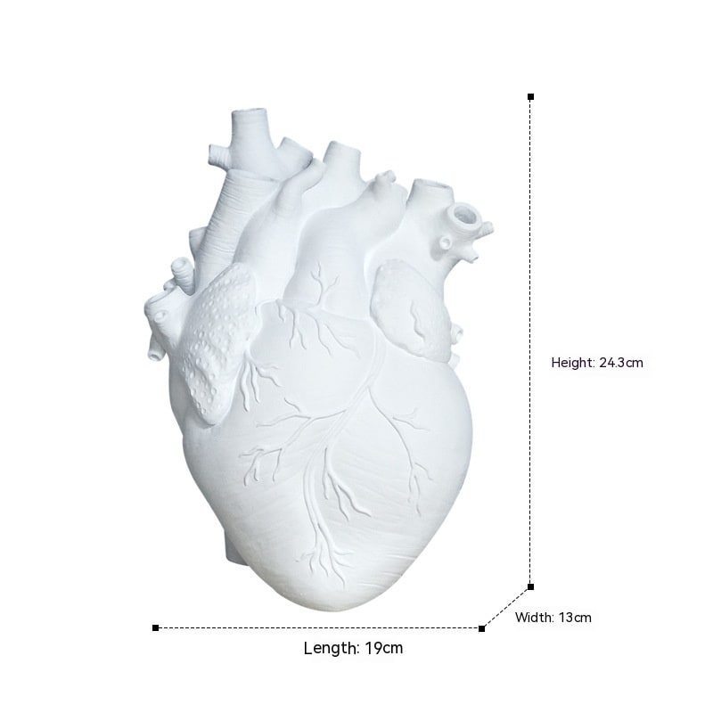 Anatomical Heart Flower Vase with Big Decorative Resin Sculpture and Bud Openings Cut Glass - Image 21