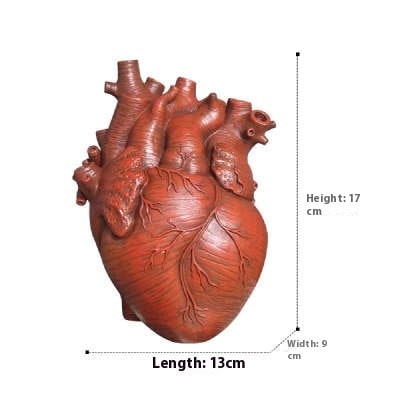 Anatomical Heart Flower Vase with Big Decorative Resin Sculpture and Bud Openings Cut Glass - Image 3