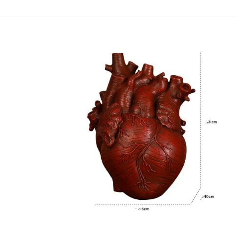 Anatomical Heart Flower Vase with Big Decorative Resin Sculpture and Bud Openings Cut Glass - Image 8