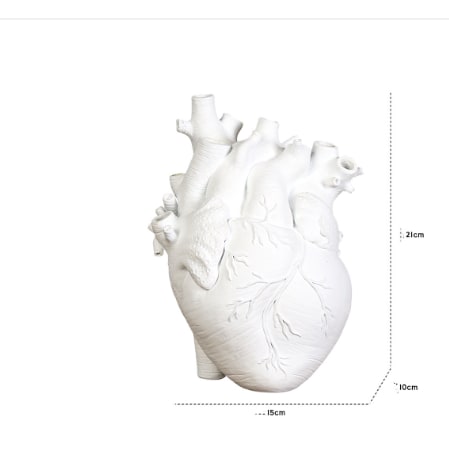 Anatomical Heart Flower Vase with Big Decorative Resin Sculpture and Bud Openings Cut Glass - Image 9