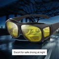 Anti-Glare Night Driving Glasses Polarized Wraparound Yellow Lens Travel Case Over - Image 1