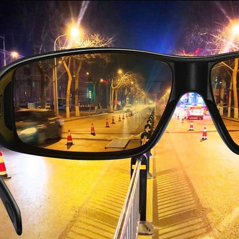 Anti-Glare Night Driving Glasses Polarized Wraparound Yellow Lens Travel Case Over - Image 4