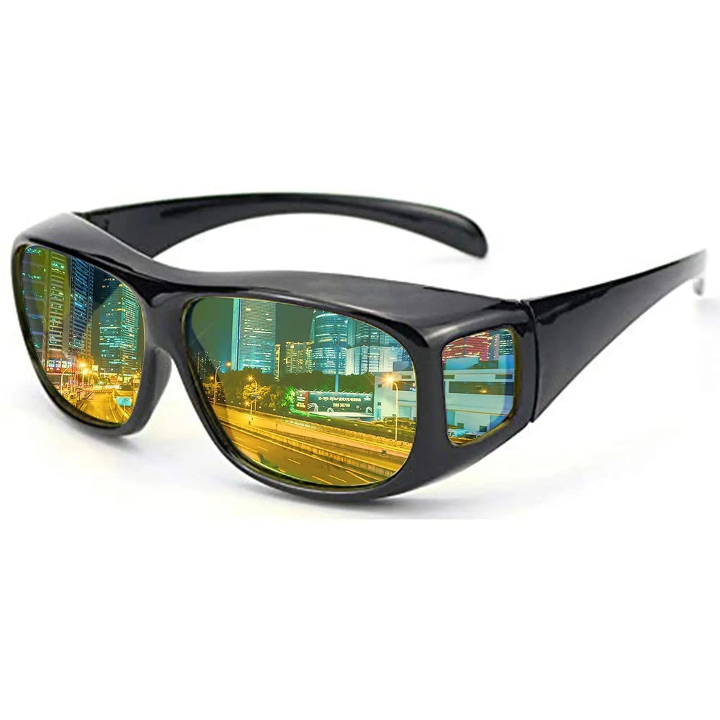 Anti-Glare Night Driving Glasses Polarized Wraparound Yellow Lens Travel Case Over - Image 5