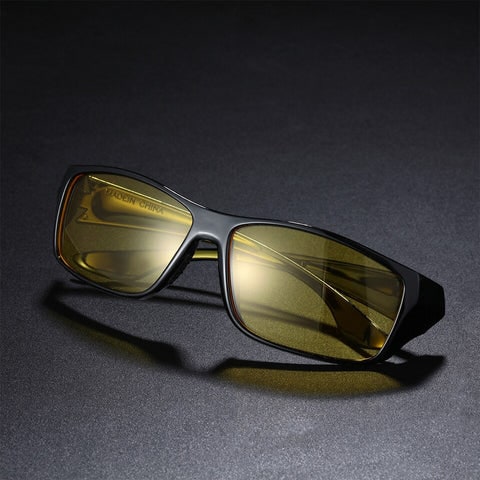 Anti-Glare Night Driving Glasses Polarized Wraparound Yellow Lens Travel Case Over - Image 6