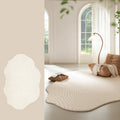Area Rug with Irregular Shape Cream Textured Plush Low Pile for Living Room - Image 14