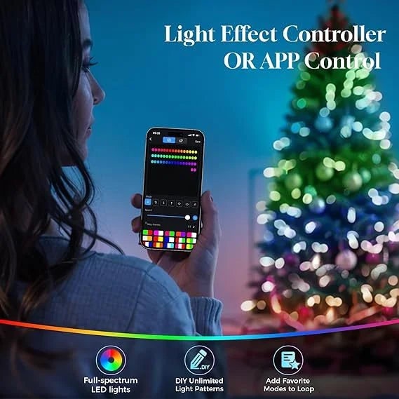 Artificial Christmas Tree Pre Lit Decorated LED Lights Wireless App Controlled - Image 5