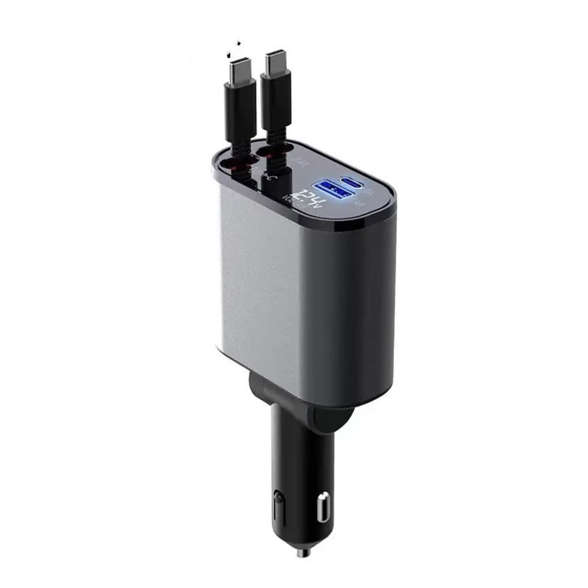 Automatic Retractable Car Charger Smart Dual USB Ports and Digital Voltage Display C - Image 14