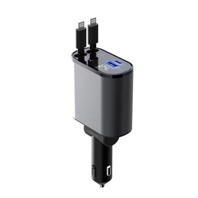 Automatic Retractable Car Charger Smart Dual USB Ports and Digital Voltage Display C - Image 6