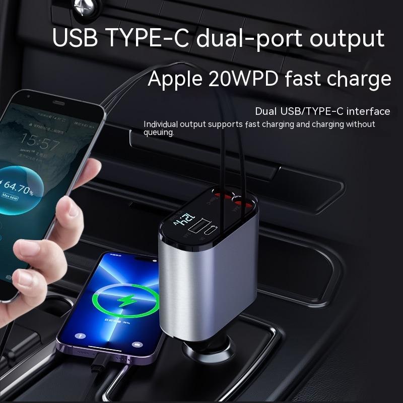 Automatic Retractable Car Charger Smart Dual USB Ports and Digital Voltage Display C - Image 9