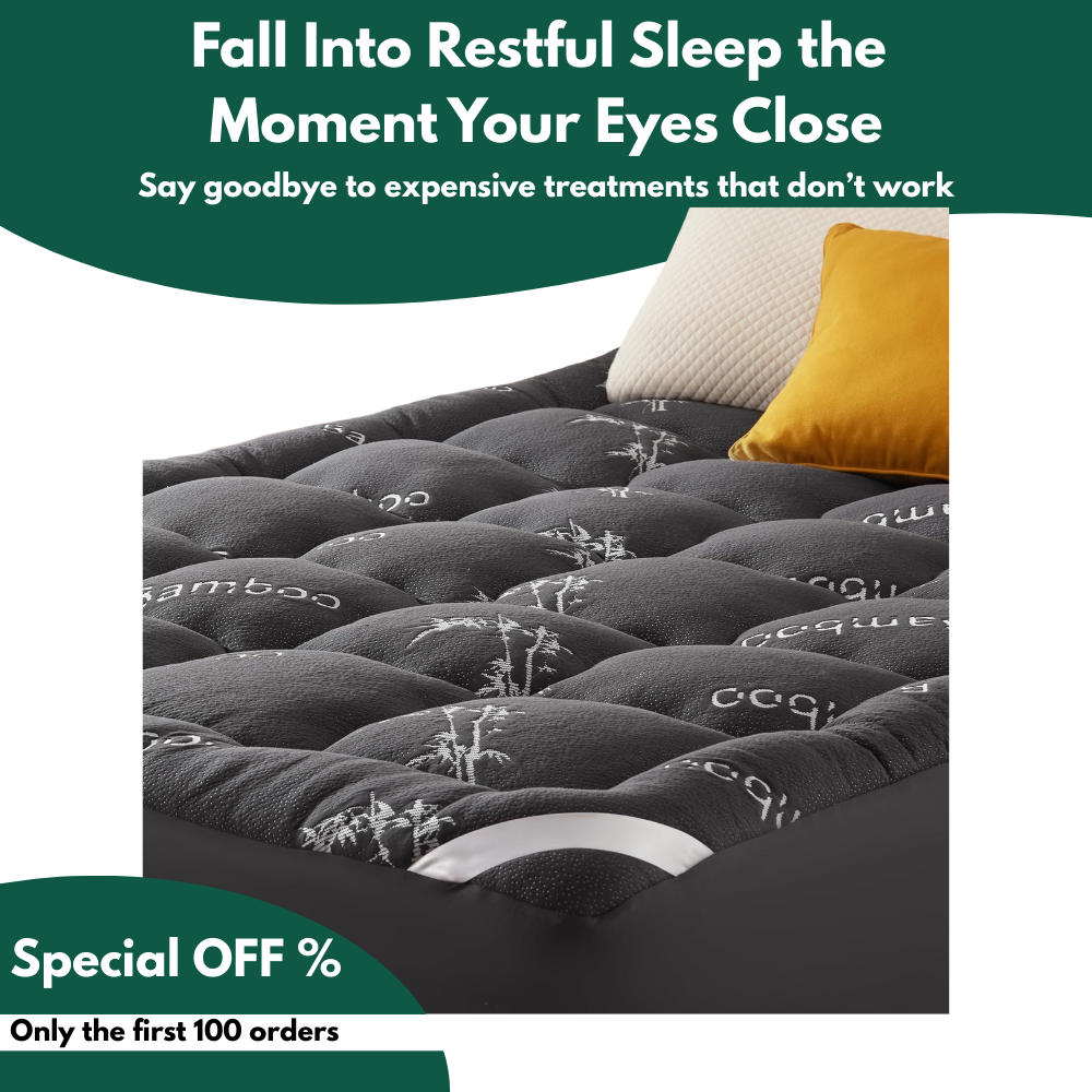 Bamboo Mattress Topper Pad Thick Quilted Tufted Breathable Elastic Straps - Image 1