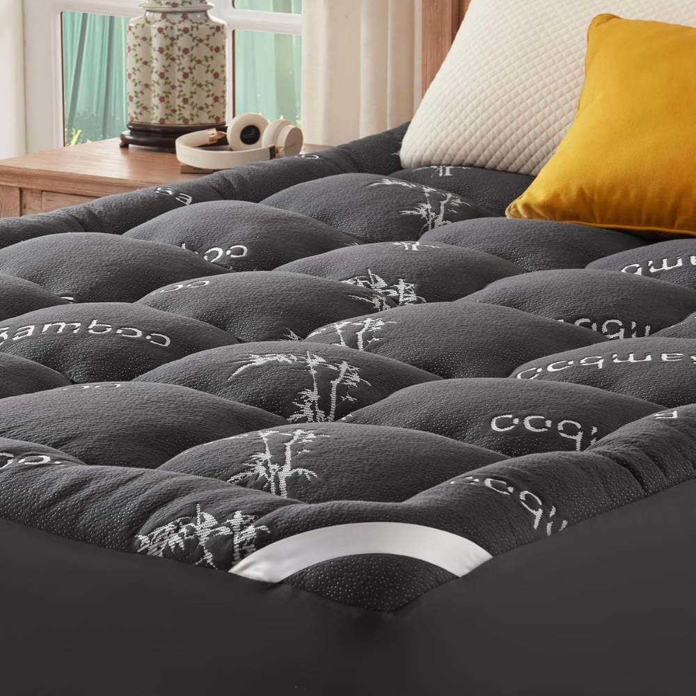 Bamboo Mattress Topper Pad Thick Quilted Tufted Breathable Elastic Straps - Image 5