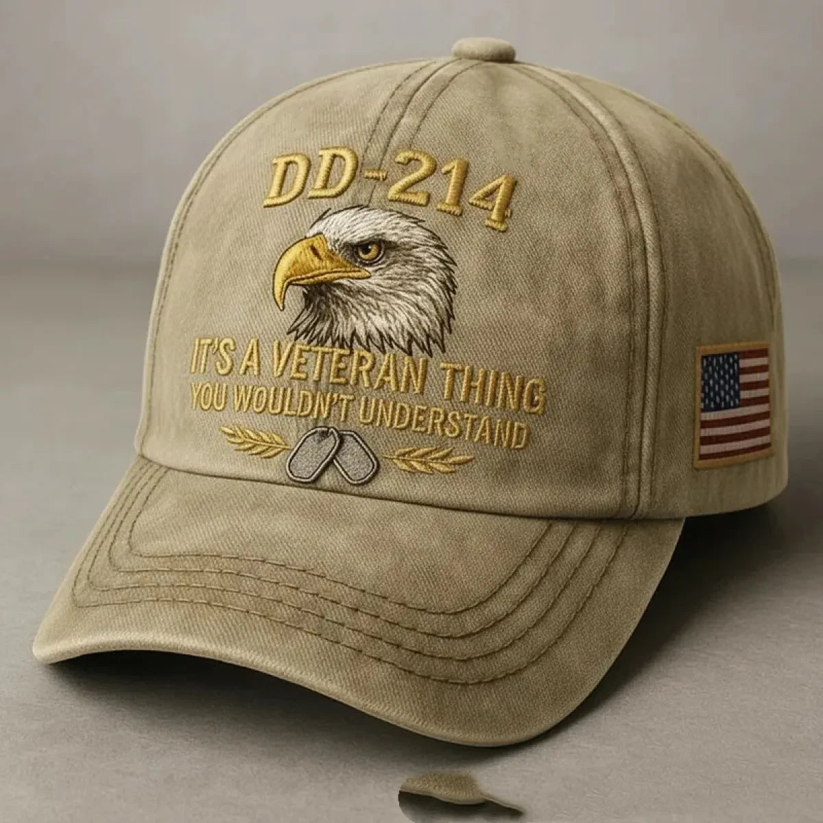 Baseball Cap with Embroidered Bald Eagle and Us Flag Patch Veteran Design - Image 6
