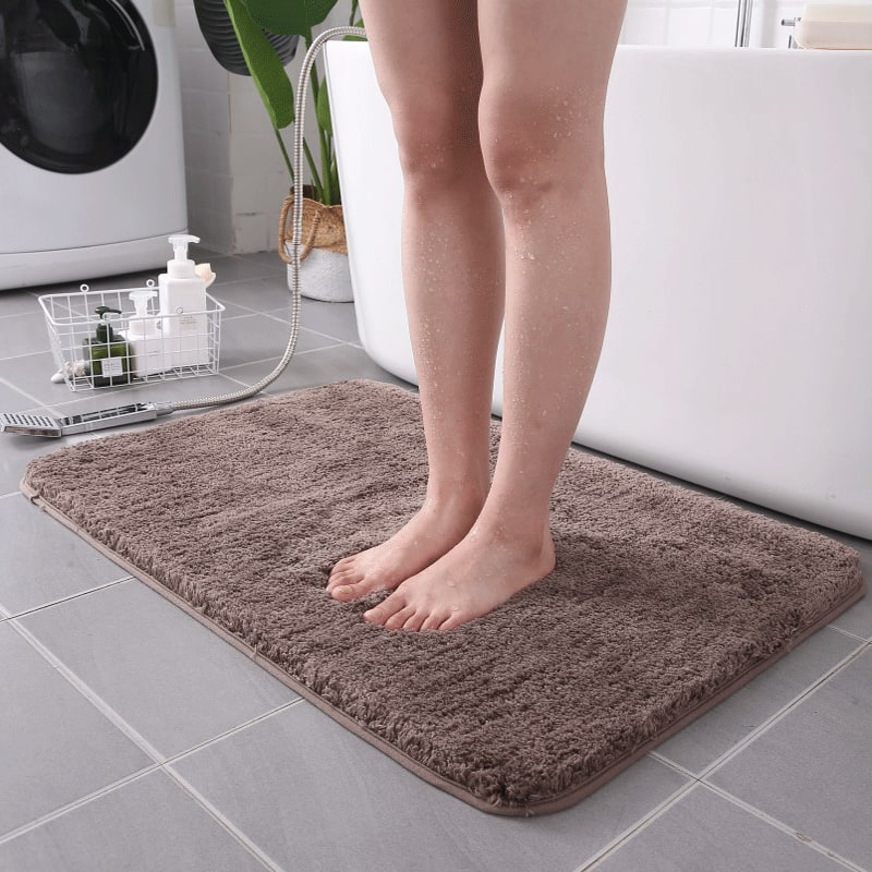 Bath Mat and Bathroom Floor Set with Quick Dry Plush Microfiber and Non Slip Backing - Image 1