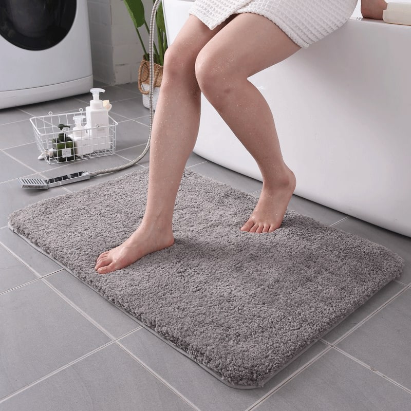 Bath Mat and Bathroom Floor Set with Quick Dry Plush Microfiber and Non Slip Backing - Image 3