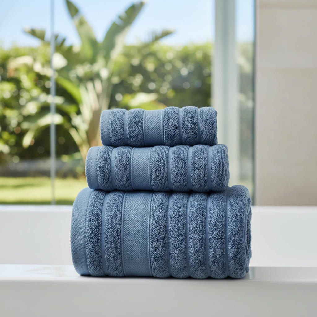Bath Towel Set for Bathroom with 100% Cotton Terry Cloth 3-Piece Soft Absorbent Nice - Image 1