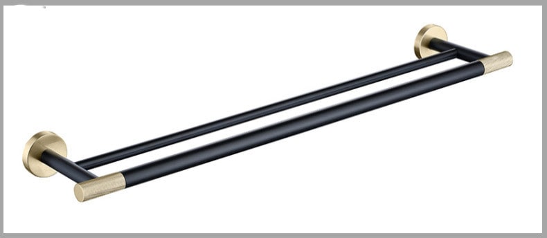 Bathroom Bath Towel Bar Wall Mounted Stainless Steel with Brushed Gold Accents Shower Door - Image 1
