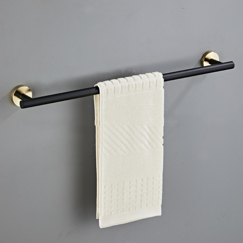Bathroom Bath Towel Bar Wall Mounted Stainless Steel with Brushed Gold Accents Shower Door - Image 3