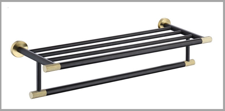Bathroom Bath Towel Bar Wall Mounted Stainless Steel with Brushed Gold Accents Shower Door - Image 8