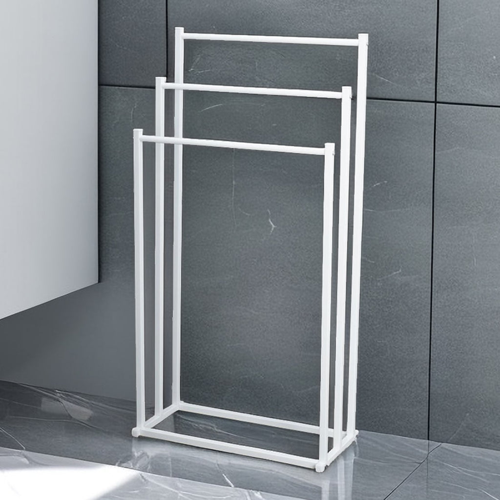 Bathroom Towel Holder Freestanding Three-Tier Metal Rack Stand with Graduated Bars - Image 2