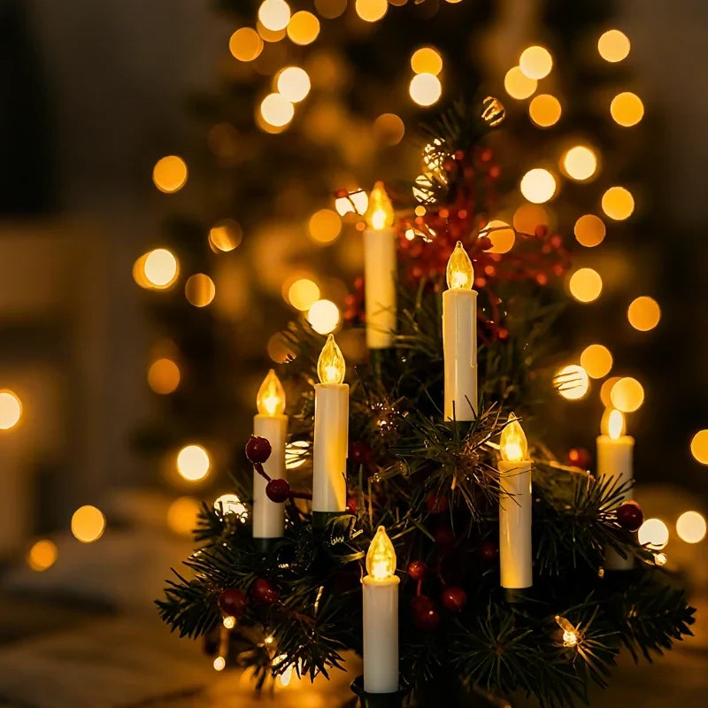 Battery Operated Candles with Clip-On Design Flickering LED Flameless Christmas Tree - Image 4