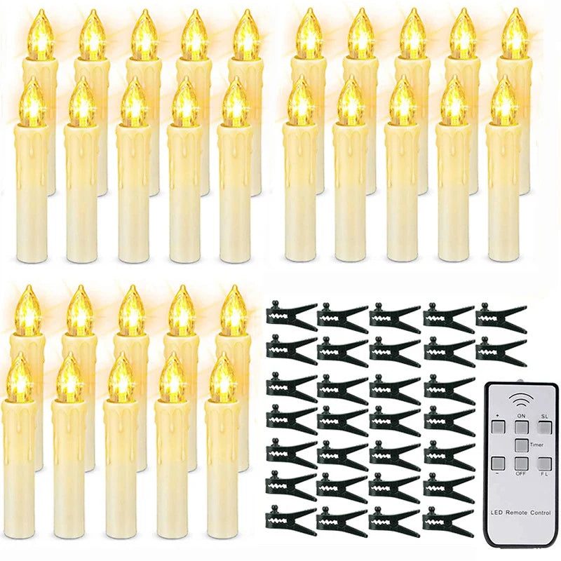 Battery Operated Candles with Clip-On Design Flickering LED Flameless Christmas Tree - Image 8