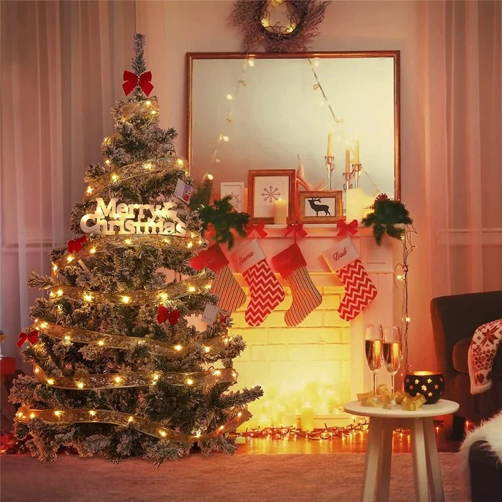 Battery-Operated Christmas Ribbon Lights with LED Fairy and Wired Edges - Image 2