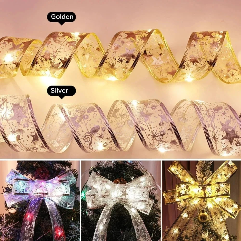 Battery-Operated Christmas Ribbon Lights with LED Fairy and Wired Edges - Image 3