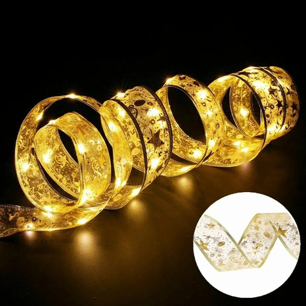 Battery-Operated Christmas Ribbon Lights with LED Fairy and Wired Edges - Image 4