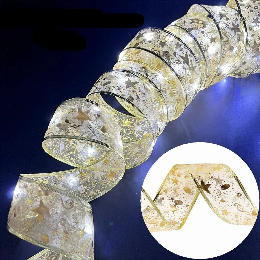 Battery-Operated Christmas Ribbon Lights with LED Fairy and Wired Edges - Image 5