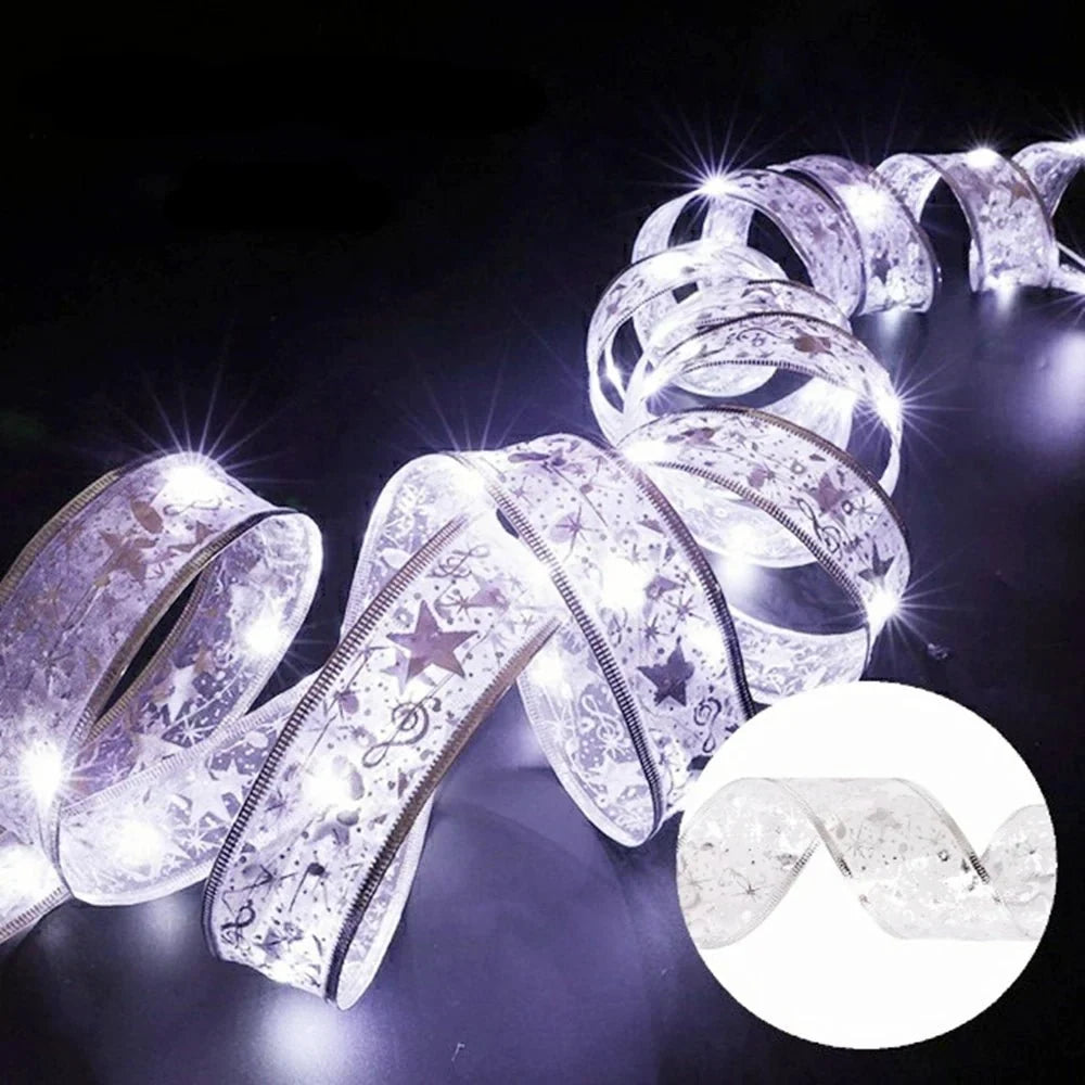Battery-Operated Christmas Ribbon Lights with LED Fairy and Wired Edges - Image 6