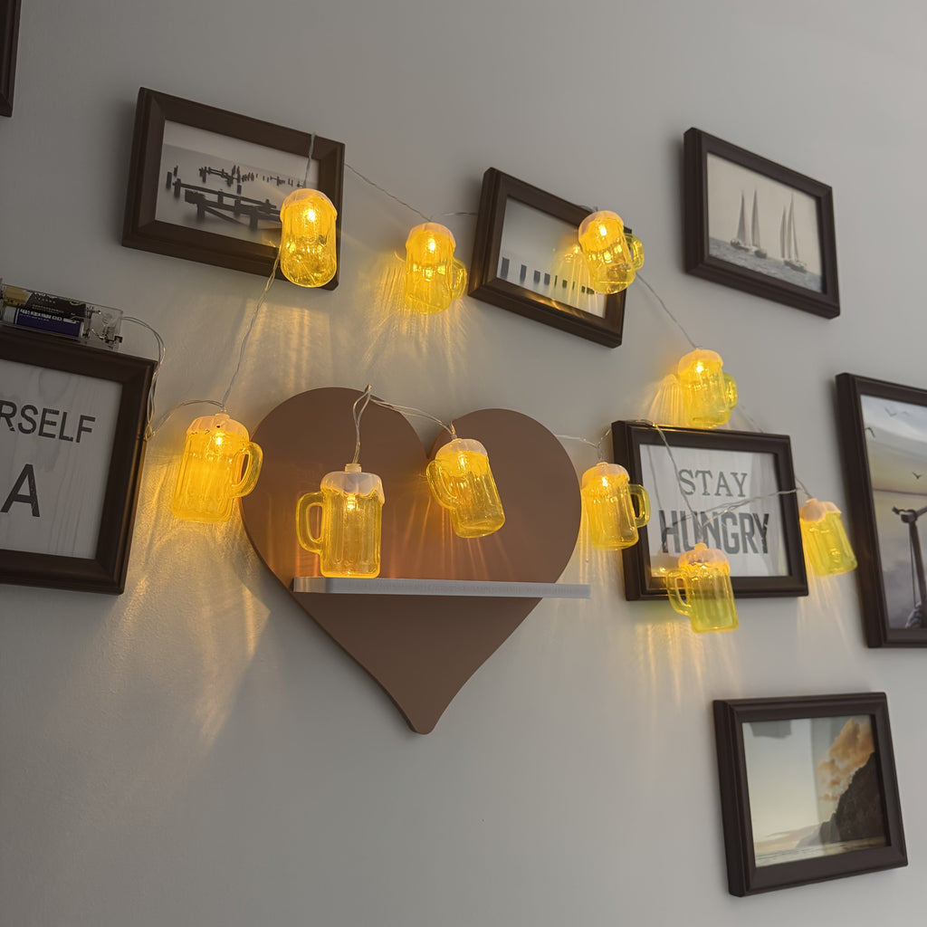 Battery Operated LED String Lights with Beer Mug Shaped Covers for Outdoor Patio Décor - Image 11