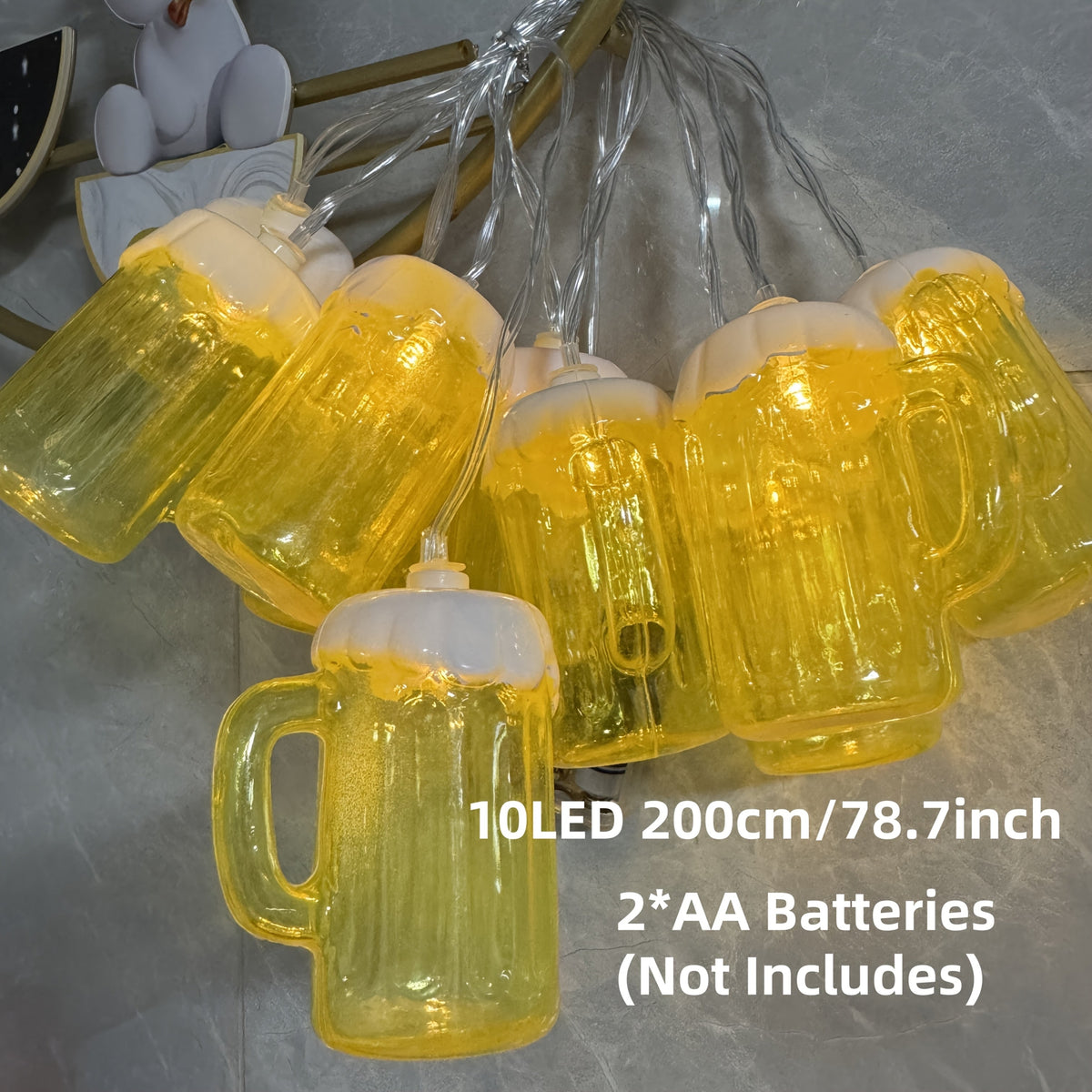Battery Operated LED String Lights with Beer Mug Shaped Covers for Outdoor Patio Décor - Image 6